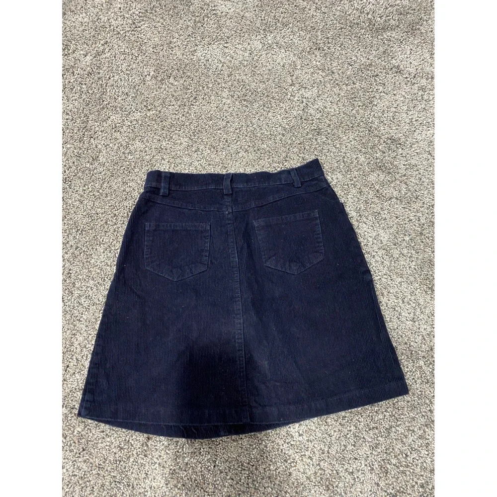 Brandy Melville Navy Blue Corduroy Mini Skirt A-Line Pockets One Size